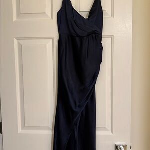 Chic Asymmetrical Navy Dress